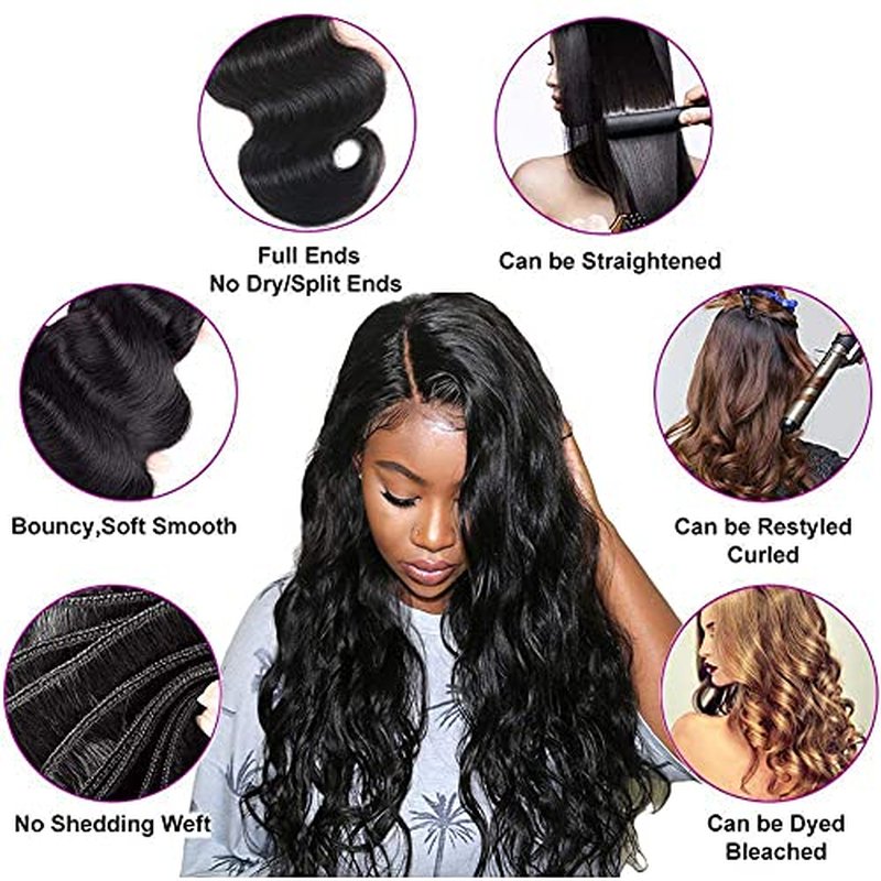 12A Human Hair Bundles Body Wave Bundles Human Hair Raw Human Hair Bundles Virgin Bundles 100% Unprocessed Weave Bundles Human Hair Extensions Natural Color 26 Inch