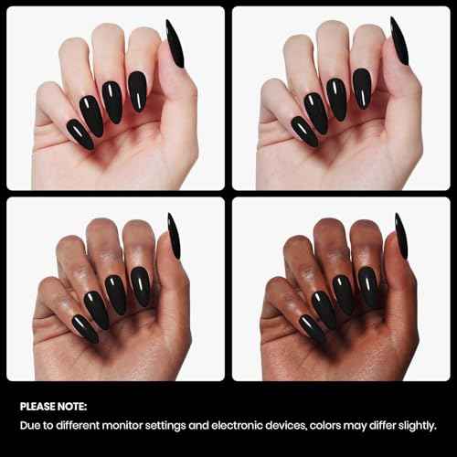 Beetles Black Gel Polish, 1 Pcs 15ml Audrey Black Nail Polish Color Gel Nail Polish Halloween Nails Soak Off Art Manicure Salon DIY Uv Lamp Nail Design Decoration at Home