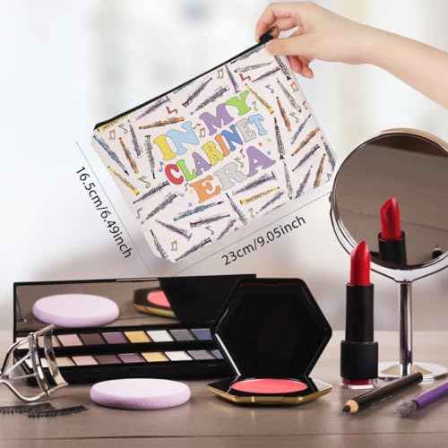 WCGXKO Clarinet Player Gift In My Clarinet Era Music Lover Zipper Pouch Makeup Bag (B-ClarinetEra), beige