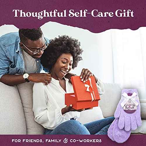 Moisturizing Socks and Gloves Set | Purple Fuzzy Socks and Gloves with Aloe and Vitamin E for Women | Women's Gifts for Self-Care