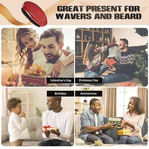 Wave Brush MediumBoar Bristles Hair brush-Designed for Thin and Normal Hair-Mens Curved Military Wave and Beard Brush-Great for 360 Waves