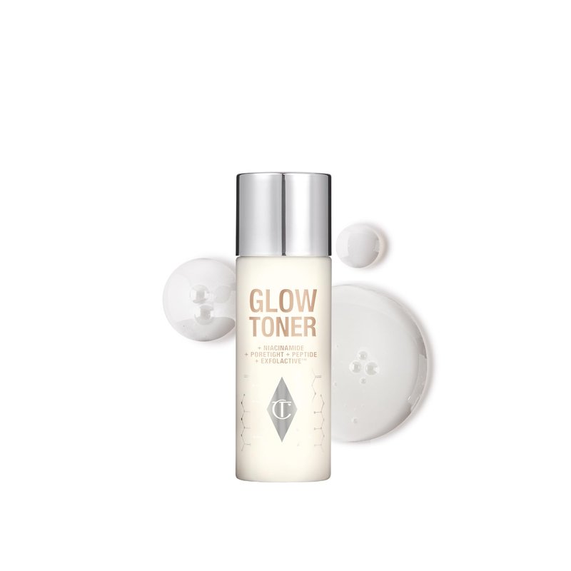 Charlotte Tilbury Glow Face Toner Mini - Exfoliating Toner for Oily Skin - Helps to Reduce the Appearance of Pores, Hydrate & Plump Skin - Delicately Scented with Rose & Lemon (30ml)