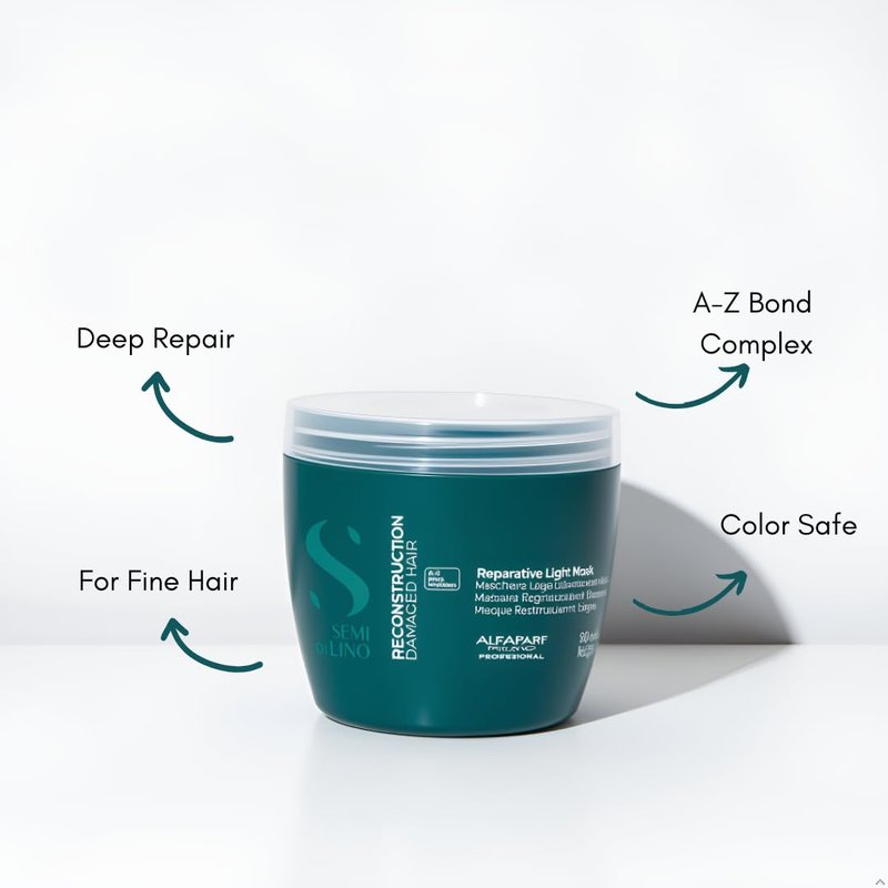 ALFAPARF MILANO Semi di Lino Reconstruction Light Bond Repair Hair Mask for Damaged Hair - Fine Hair - Hair Repair - Restructures, Strengthens - Color Safe - Deep Conditioner - Vegan (17.2 oz)