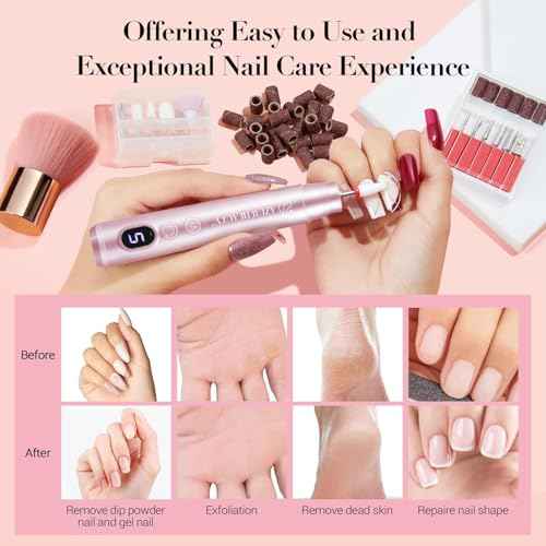 AZUREBEAUTY Dip Powder Nail Kit with Electric Nail Drill, 24 Colors Nude Pink Glitter Nail Powder Starter Kit with Dip Liquids Base Top Coat Activator Portable Manicure French Nail Art Essential Set