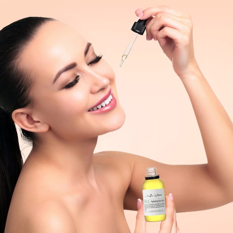 Angie Watts FACE. Hydrating Facial Serum, 2oz - All Natural and Organic Ingredients | 100% Vegan | Ultra Hydrating | Fragrance-free | Formulated with Luxury Beauty Oil, Marula