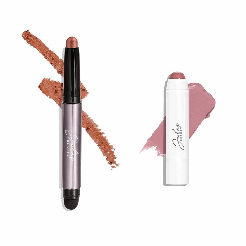 Julep Eyeshadow 101 Crème to Powder Waterproof Eyeshadow Stick, Copper Shimmer & It's Balm Lip Balm Crayon, Full-Coverage Lipstick & Lip Moisturizer with Semi Gloss Finish, Dusty Orchid Shimmer