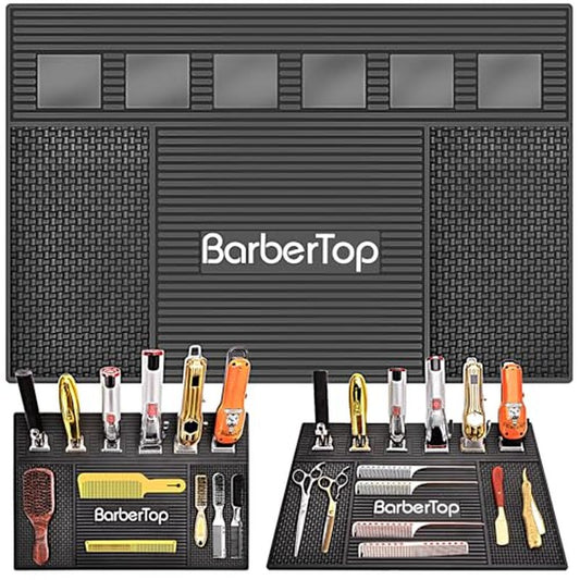 Magnetic Mat 19x12.5 Inch 6 Slots Barber Tray Hairdressing Electric Clippers Storage Mat Salon Table Tools Nonslip Cushion Heat Resistant Pad for Clippers Scissors Combs for Barbershop Salon, Home