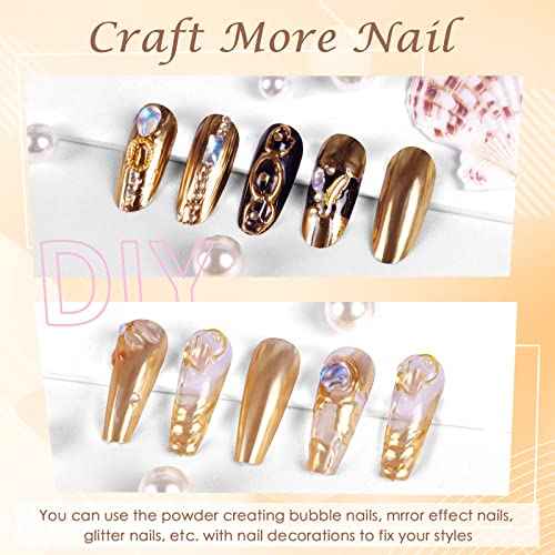 Laza Chrome Nail Powder Mirror Effect Metallic Dust Holographic Glitter Glazed Manicure Decoration Reflective Pigment for DIY Gel Polish Nail Art, Resin Craft, Gifts - Gold