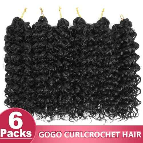 GoGo Curl Crochet hair 12Inch 6Packs Curly Crochet Hair Water Wave Crotchet Hair for Black Women (12 Inch (Pack of 6), 1B#) ¡¦