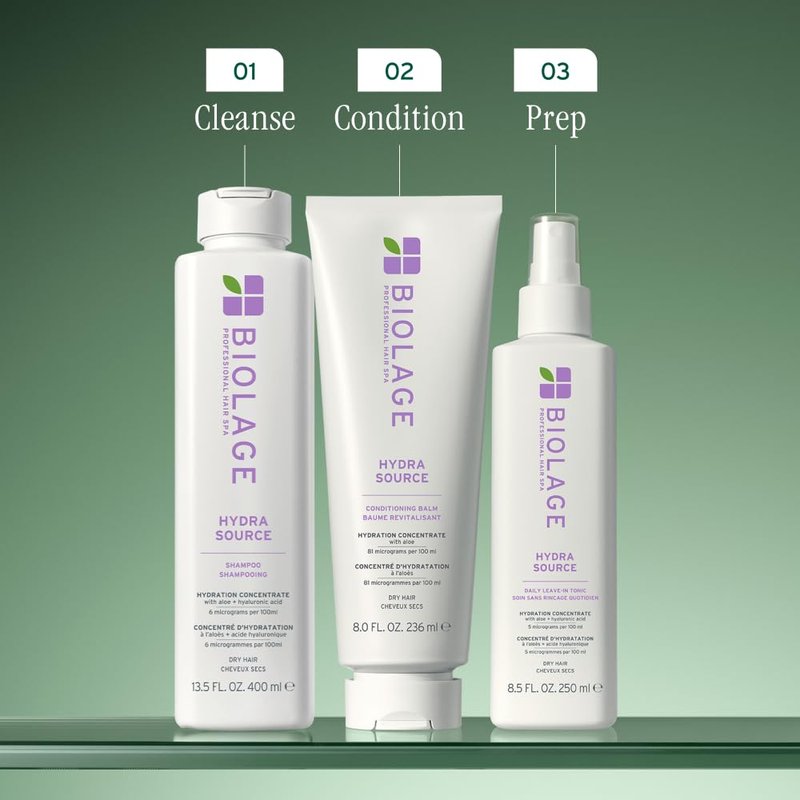 Biolage Hydra Source Conditioning Balm - Moisturizes, Detangles & Adds Softness, For Dry Hair, Infused with Fermented Aloe & Micro-Filtered Hyaluronic Acid, Vegan & Paraben-Free, 7.9 Fl Oz