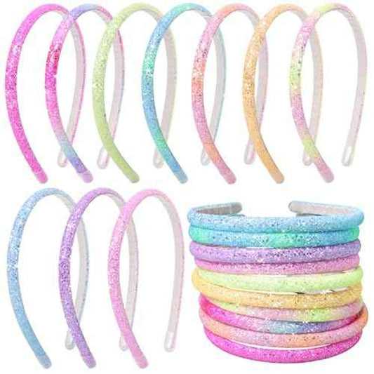 Fishdown Glitter Headband for Girls Women Sparkle Headband Accessory Set of 10
