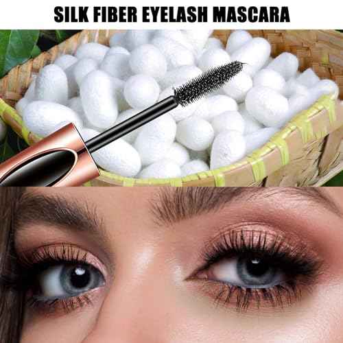 4D Silk Fiber Lash Mascara Waterproof - Stocking Stuffers Gifts for Women Natural Long Lasting Mascara Black Volume and Length, Christmas Xmas Presents Gifts for Girls