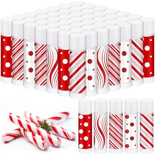 25 Pcs Christmas Candy Flavor Lip Balms Bulk Holiday Peppermint Candy Flavor Lip Balms Christmas Party Gifts Stocking Stuffers Bulk Thank You Gifts for Employee Staff Coworkers Teacher