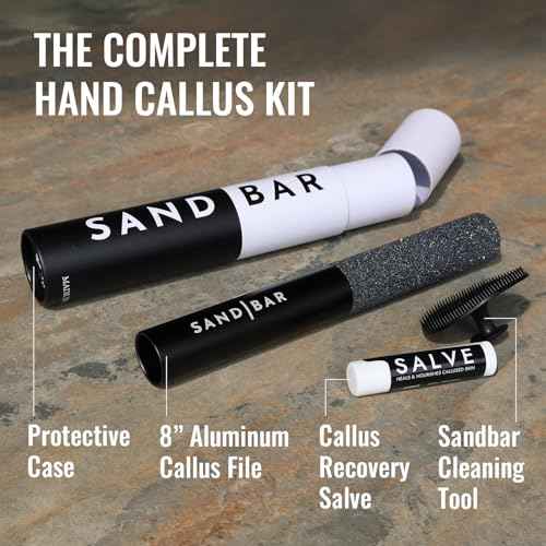 SandBar Callus Remover File for Hands - Durable Aluminum Tool for Callus Care and Dead Skin Removal - Includes Nourishing Salve - Ideal for Athletes, Climbers, and Gym Enthusiasts