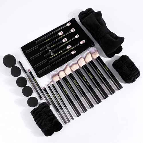 MAANGE Makeup Brushes 30 Pcs Makeup Kit, Multi-functional Makeup Tool Set with 20 Pcs Makeup Brush Foundation Brush Make up Brushes Set with Bag,Black
