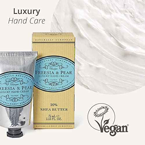 THE SOMERSET TOILETRY COMPANY LIMITED Naturally European Freesia & Pear Luxury Hand Cream Boxed 20% Shea Butter - 75ml | Combats Dry Skin For Those Hardworking Hands, Shea Butter