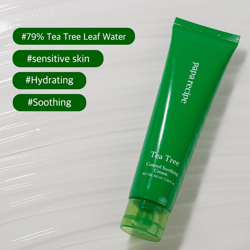 Papa Recipe Tea Tree Control Soothing Cream(3.38fl oz/100ml) - Soothing & Hydrating Face Moisturizer Cream for Dry Skin, Oil Water Balance Care, Sensitive, Acne-Prone Skin Friendly, Korean Face Cream