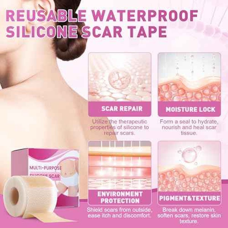 Silicone Scar Sheets & Tape (1.6" x 120"-3M) - Reusable Soft Medical Grade Silicone Strips Patches for Surgical, Keloid, Acne, Burn, C - Section, Facial & Face Skin Scars