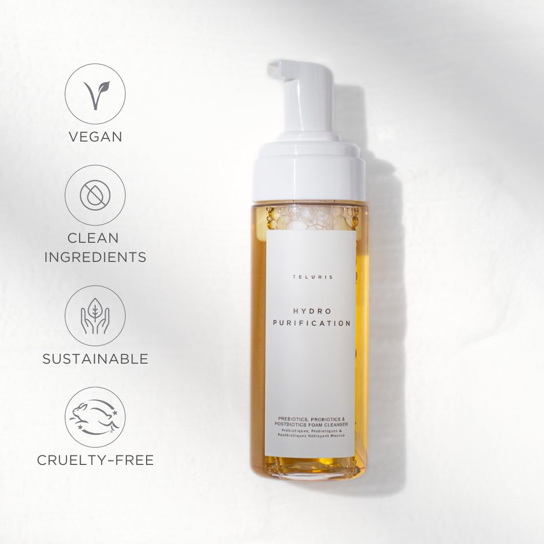 Teluris Hydro Purification Pre, Pro & Postbiotics Foam Cleanser, 5Fl. Oz