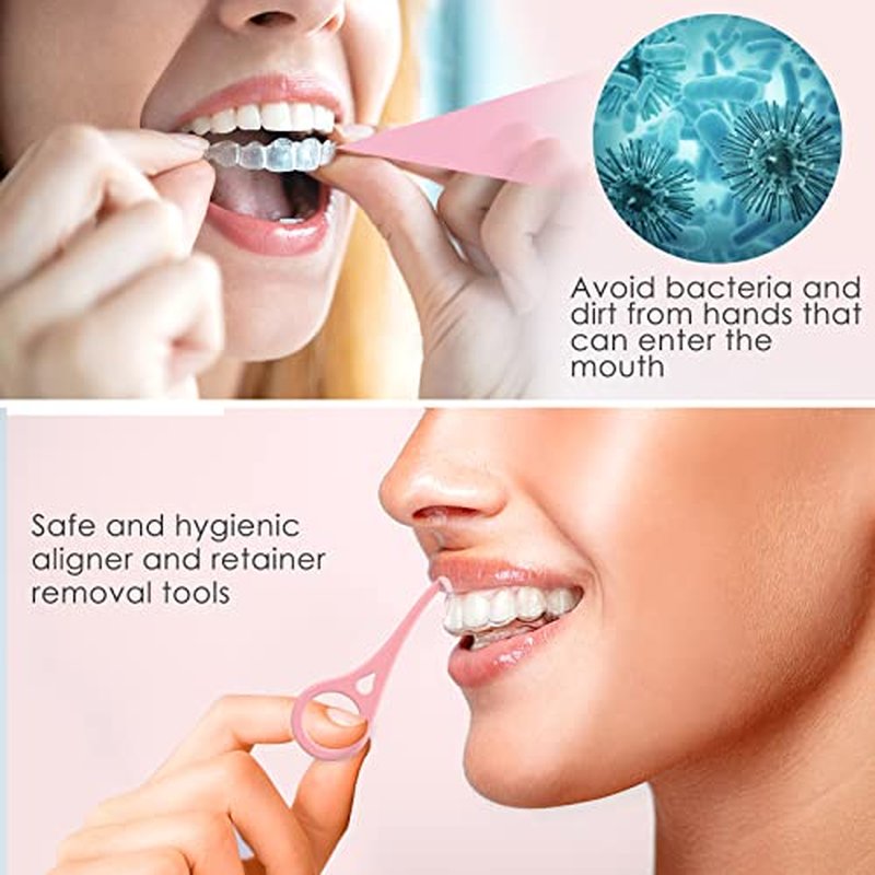 ARGOMAX - Aligner Removal Tool, 50 Invisible Braces Removal Tools, Retainer Remover Tool, Suitable for Removing Braces, Trays, Retainers, Dentures and Aligners(Pink).