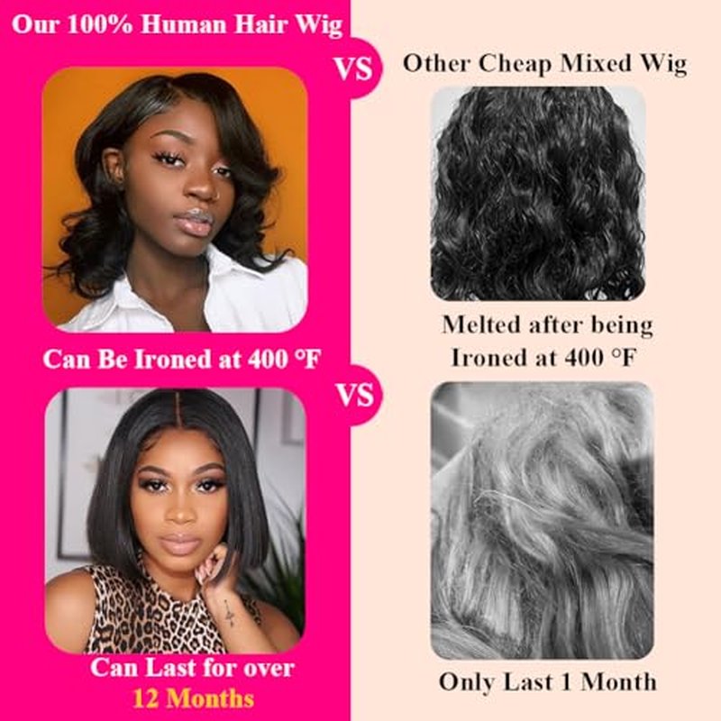 Holiden 200% Density 10 Inch Short Bob Wig Human Hair 13x4 HD Lace Front Wigs Straight Bob Lace Front Wigs Glueless (13x4 Black Bob Wig, 10 Inch)