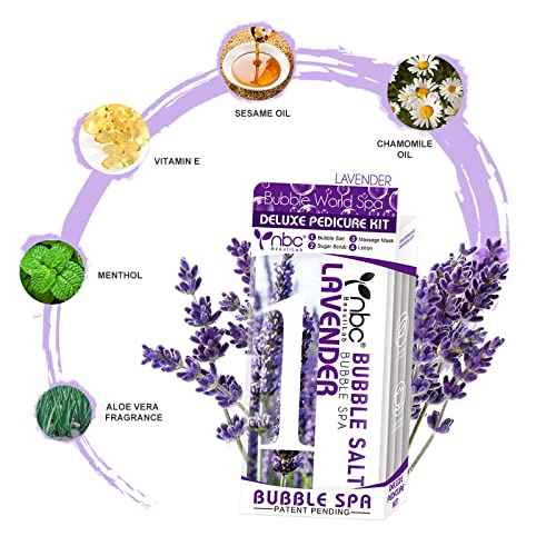 Pedicure Kit Foot Soak Set: Bubble Salt, Sugar Scrub, Massage Mask, Massage Lotion in a Box, 4 Step Foot Spa Kit for Dry Feet,Tired Feet£¨1 Set Lavender)