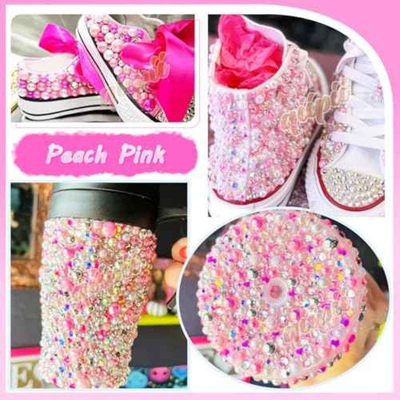 3mm-10mm Flatback Pink Pearls and Resin Rhinestones w B7000 Jewelry Glue for Bedazzling Crafting White AB Half Pearls Gems Stones Diamonds Charms for Face Eyes Makeup Tumblers Bottles Beauty