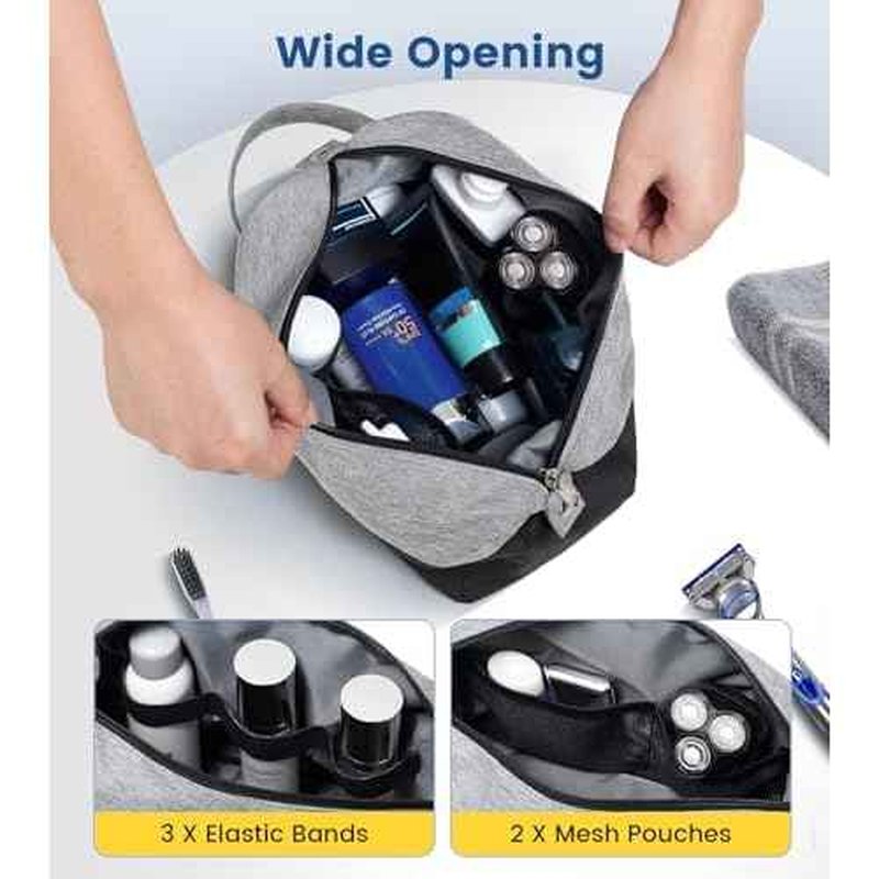 Vorspack Lightweight Travel Toiletry Bag - Water Resistant Travel Bag for Toiletries, Cosmetics, Accessories, Gifts for Men - Black
