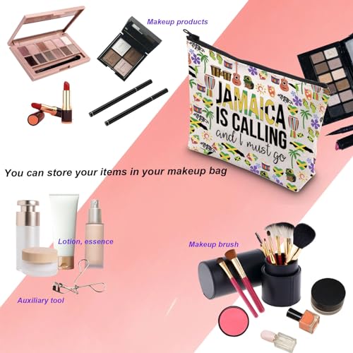 KUIYAI Jamaica Vacation Makeup Bag for Lovers - Cosmetic Travel Gift for Girls Trip - Souvenir for Travelers (JamaicaMakeup)