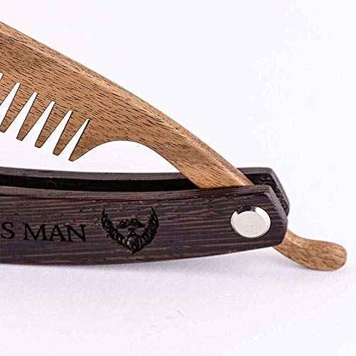 Beard Comb Gifts for Him Wooden Comb for Men Folding Pocket for Moustache Hair Walnut Combs Husband with the Engraving (Dangerous Man)