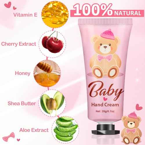 60 Sets Baby Shower Hand Cream, Baby Shower Party Favors Gifts for Guests Bridal Shower, Wedding Hand Cream Gifts,Thank You Gifts,Travel Size Hand Lotion Bulk for Wedding (Pink Bear)