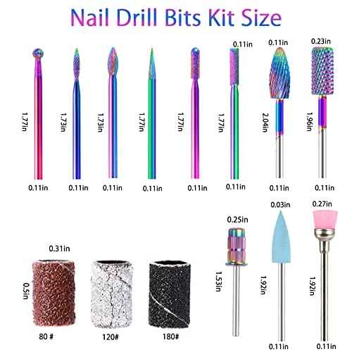 BQAN Nail Drill Bits, 10Pcs 3/32 in Carbide Professional Drill Bit Set for Nail Tech, Remove Acrylic Gel Nails, Manicure with 75Pcs File Sanding Bands (#80#120#180 Grits)
