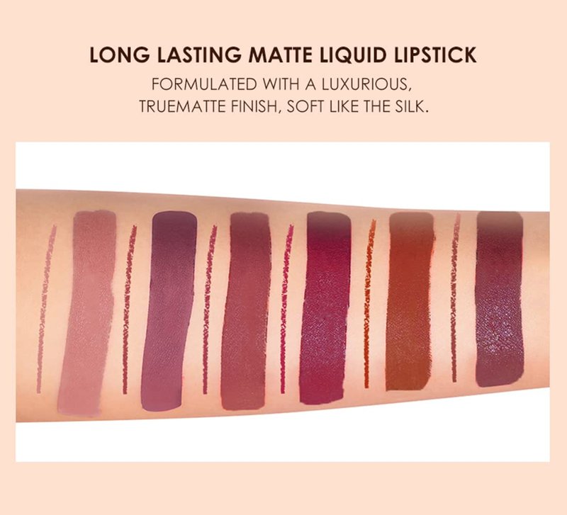 URQT 12pcs Lip Liner and Lipstick Set, 6 Velvety Matte Liquid Lipsticks + 6 Matching Smooth Lip Liner One Step Lips Long Lasting Waterproof Makeup Kits Gift Set