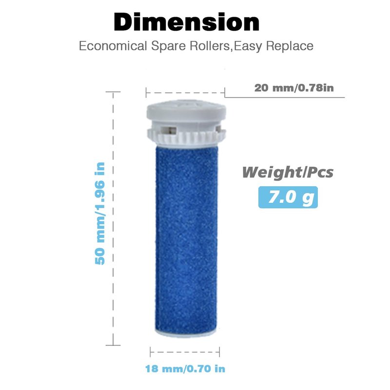 8 Pack Blue Replacement Roller Compatible with Scholl Express Pedi Foot Smoother-Extra Coarse