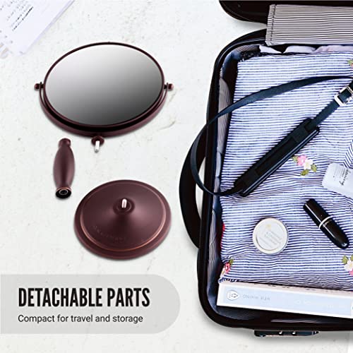 OVENTE 8'' Tabletop Makeup Mirror with 1X/7X Magnification, 360¡Æ Swivel Design and Double-Sided Free-Standing Vanity Mirror Perfect for Dresser, Bedroom and Office Desk, Antique Bronze MNLAT80ABZ1X7X