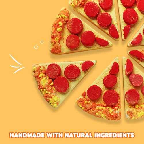 Pizza Bath Bombs Set of 8 Slices ? Large Fizzies for Relaxing Bubble Bath, Handmade Spa Gift for Women, Men & Kids ? Fun Pizza-Shaped Aromatherapy Bath Bomb Gift Set