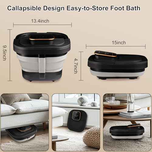 Collapsible Foot Spa Bath with Heat and Massage Roller, Bubble, Temperature Control, Remote Control, Foot Pedicure Kit, Pedicure Foot Spa