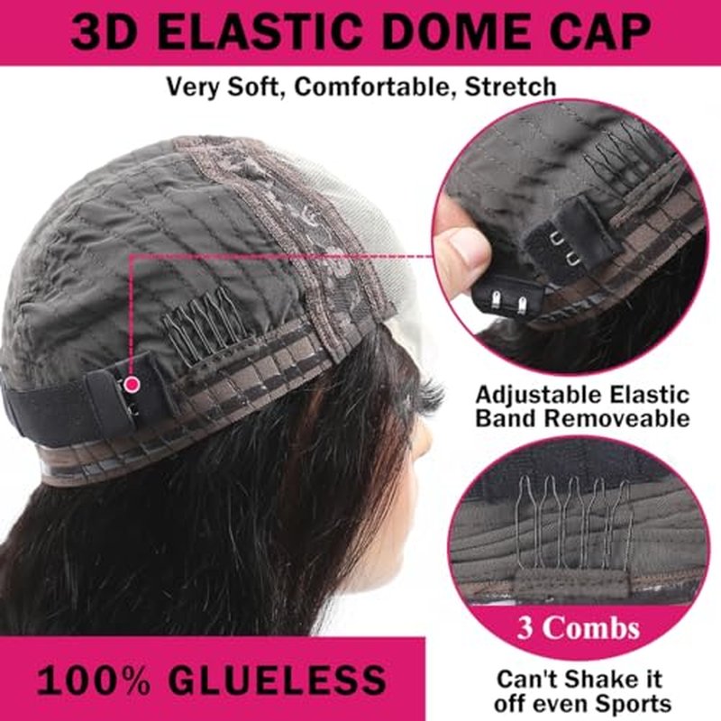 Odir Wear and Go Glueless Wigs Human Hair Pre Plucked Pre Cut 4x4 Lace Closure Wigs 22 Inch Human Hair 180% Density Brazilian Straight Hair HD Lace Front Wigs for Black Women Glueless Wigs