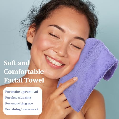 Tudomro 15 Pcs Washcloths Bulk 13 x 13 Inch 100% Cotton Wash Cloths Set Soft Absorbent Face Cloths Face Towels Quick Drying Hand Fingertip Towels for Hotel, Gym, Bathroom, Spa(Purple Series)