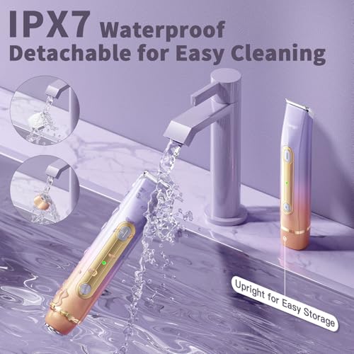 Bikini Trimmer for Women, Electric Razors with Dual Heads, Rechargeable Pubic Hair Trimmer with IPX7 Waterproof, Painless Pro Shaver for Underarm Leg Arm Body Face Private Area£¨DuskyRose£©