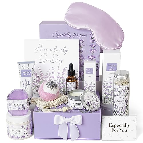 Lavender Spa Gifts Set, 11 Pcs Bath Gift Set for Women, Relaxing Spa Gifts, Home Spa Products, Birthday Gifts for Women Valentine's Day