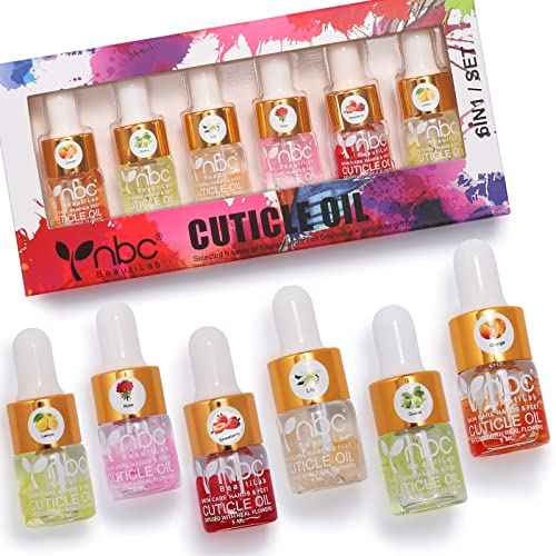 Cuticle Oil Set - 6pcs with Flowers, Vitamin E for Nail Repair & Strengthening