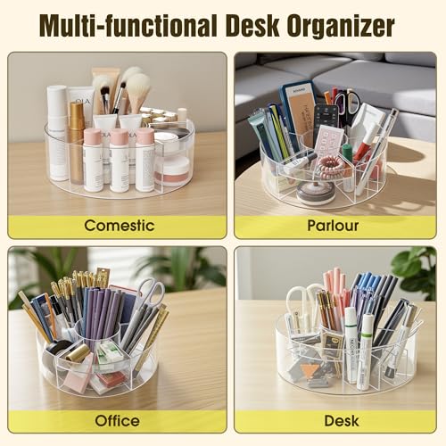 Lonian 360¡Æ Rotating Makeup Organizer, Adjustable Acrylic Cosmetic Storage, Cosmetic Organisers and Spinning Makeup Stand for Beauty Skincare