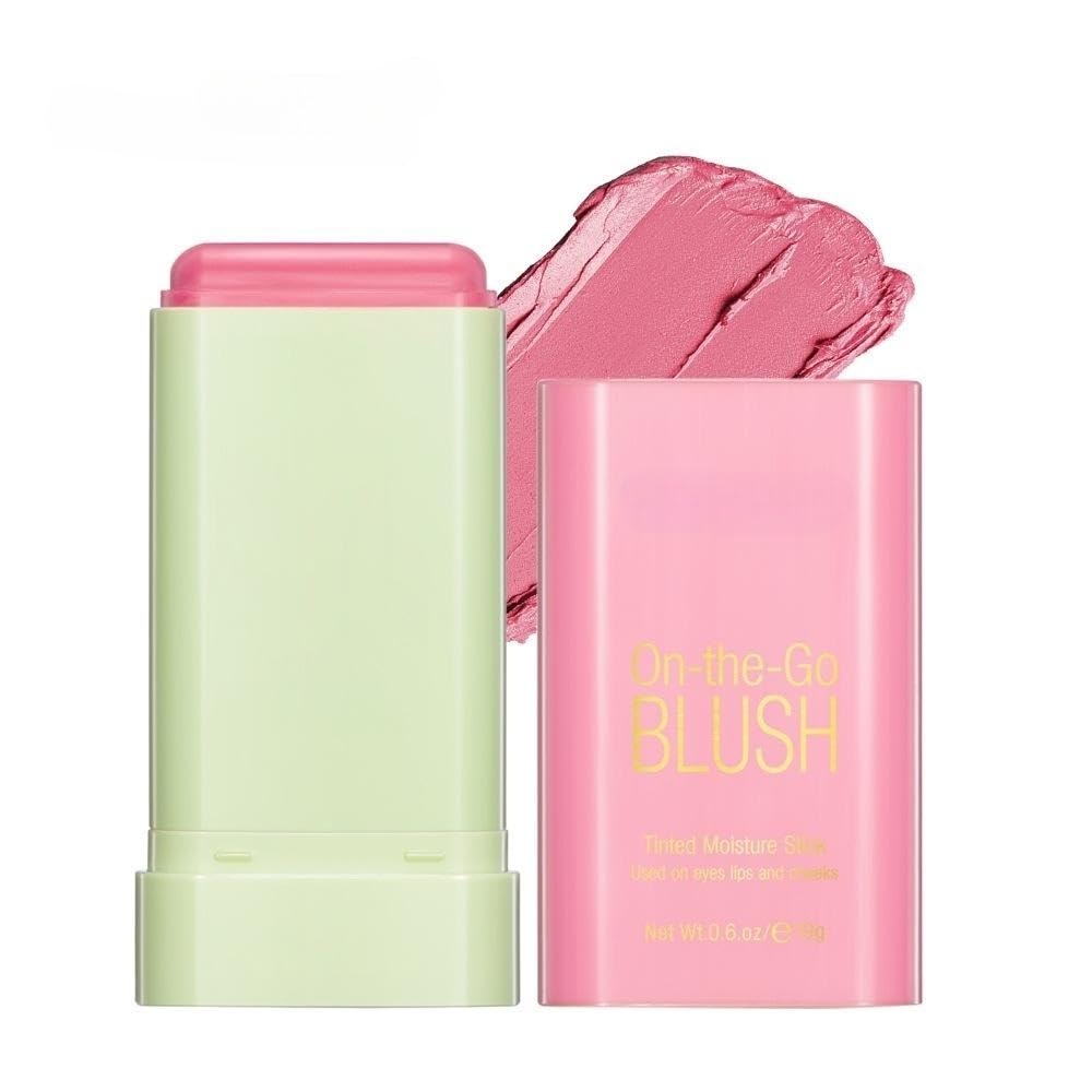 Lovelycat On-the-Go Makeup Blush Stick Tinted Moisture Stick, Shadow Lips Cheek Blusher Creamy Long Lasting Natural Nude for All Skin Natural Waterproof, Long Lasting (Pink)