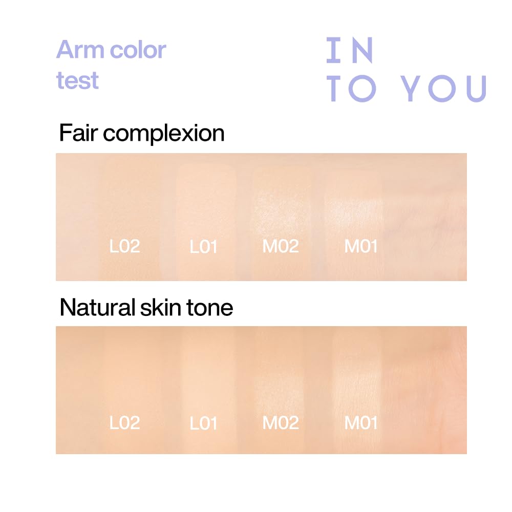 INTO YOU Purple Long Wear Concealing Cushion Foundation(Refill Included), Oil Control, Full Coverage, Cream Base Makeup, Smooth, Long Lasting Matte Finish for Oily Skin, L01 Bright Ivory
