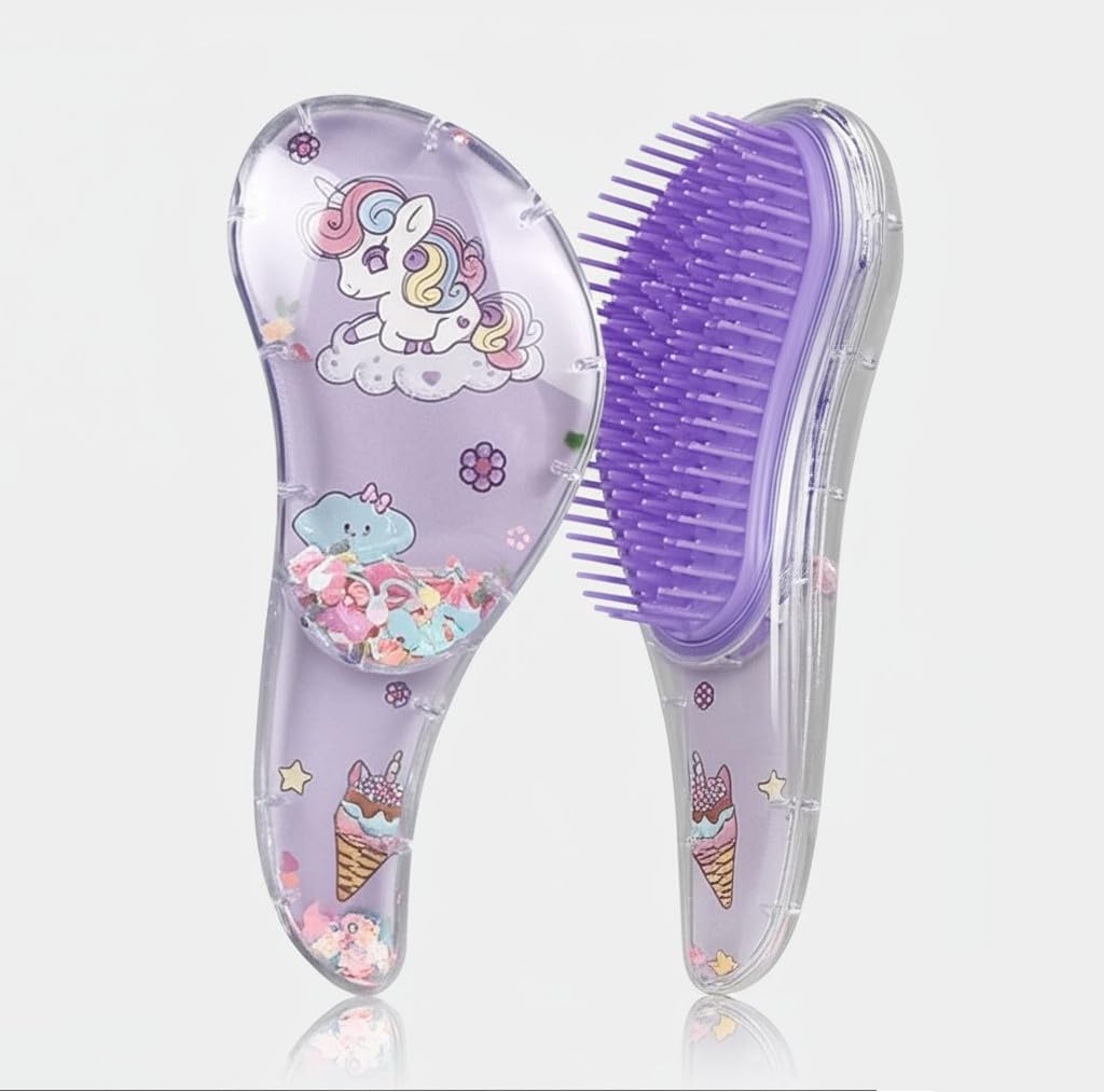 Detangling Brush for Kids - Perfect for Natural, Curly & Straight Hair | Cute Purple Design