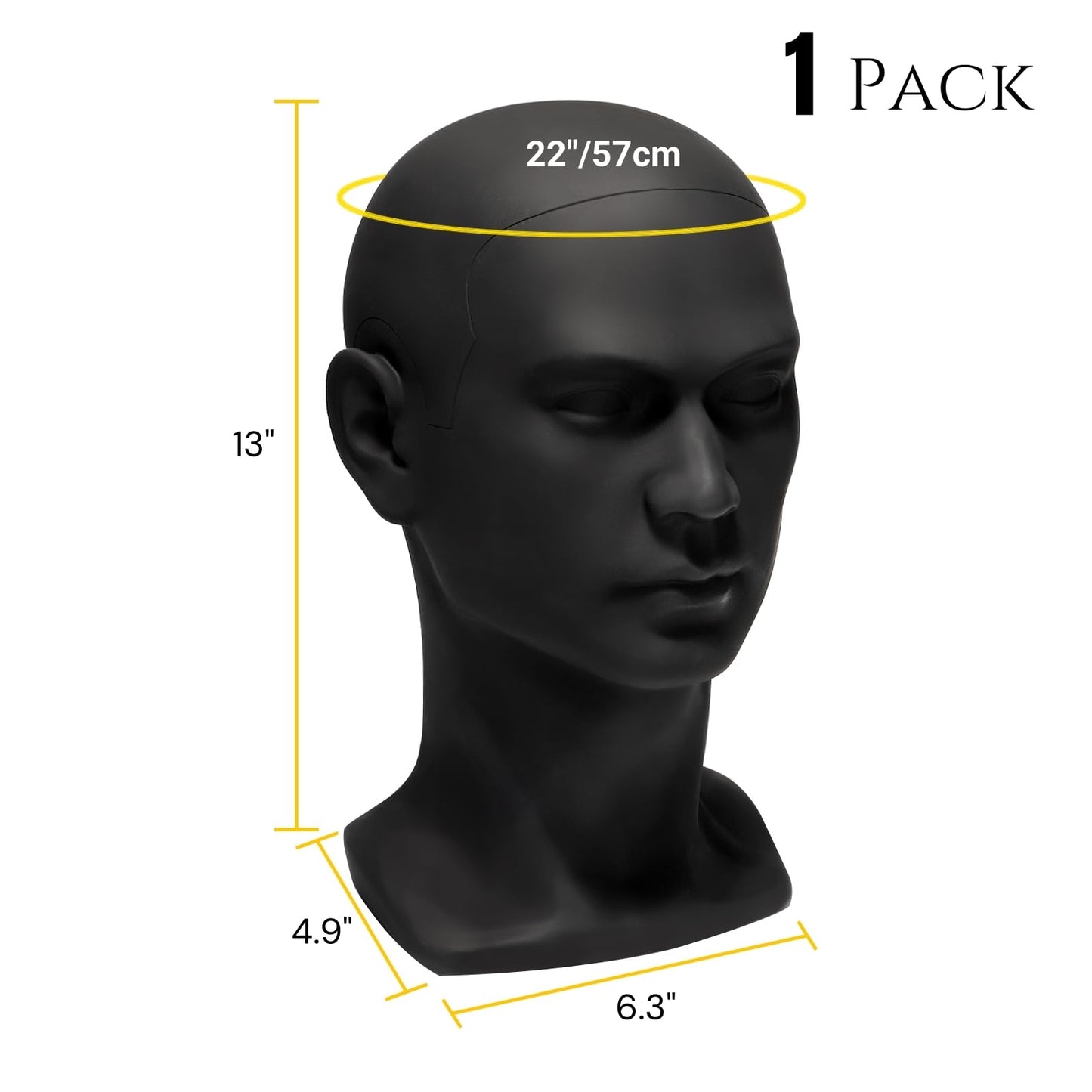 ZOOFOX Male Mannequin Head for Hats, PVC Manikin Head with Mount Hole, Professional Display Styling Head for Wigs, Hats, Scarfs, Headphone, Sunglasses, Headdress