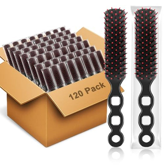 120 Pack Hair Brushes Bulk for Women, Homeless Supplies Bulk, Travel Detangling Disposable Hair Brush Set, Individually Wrapped Hairbrushes Supplies for Hotel Charity Shelter Church (Black)