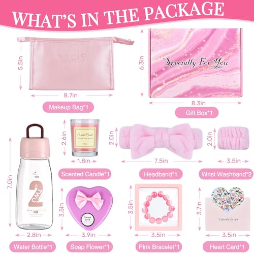 Gift Set for Women,Pink Gift Box Basket,Unique Gifts for Women Her ,Sisters,Daughter,Mom,Girlfirend,Wife,Coworker,Best Friend Birthday Gifts,Teen Girl Gifts,Mother Day Gifts,Personalized Gifts