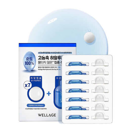 WELLAGE Real Hyaluronic Acid Serum Kit - 7 Ampoules for Firming & Moisturizing | Korean Beauty Essentials
